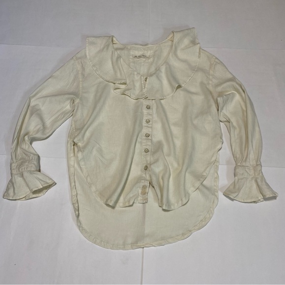 We The Free Tops - We The Free Cream Ruffled Bib Collar Blouse